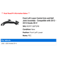 thumbnail image 2 of Front Left Lower Control Arm and Ball Joint Assembly - Compatible with 2012 - 2015 Honda CR-V 2013 2014, 2 of 2