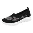 thumbnail image 6 of Orthopedic Shoes for Women Comfortable Casual Athletic Work Woven Slip on Mesh Breathable Lightweight Non Slip Walking Running Sneakers Black Size 6, 6 of 6