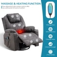 thumbnail image 4 of OUINCH Manual Swivel Glider Rocker Recliner Chair with Massage and Heat, 2 USB Ports, 2 Cup Holders, 2 Side Pockets and 2 Front Pockets, 4 of 7