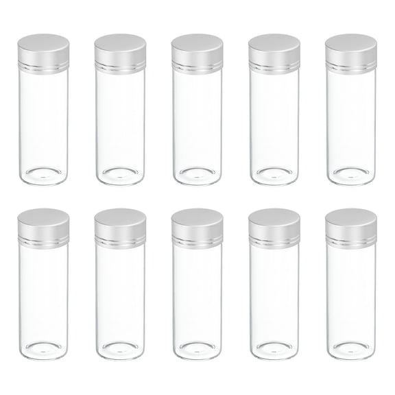 Uxcell 10Pcs Mini Glass Bottles with Lids, 40ml Small Clear Bottles Glass Empty Jars Vials for DIY Crafts Party Wedding Decor Favors