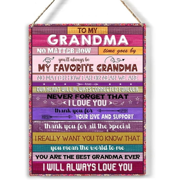 Rustic Grandma Wood Sign Grandma Never Forget That I Love You Wooden Signs Hanging Plaque Home Wall Art 8x10, Perfect Grandma Sign Wall Decor for Home Bedroom