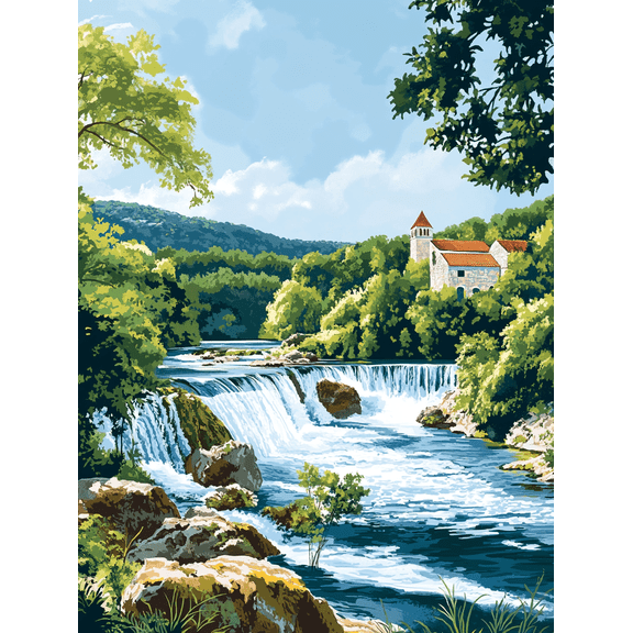 Waterfall Landscape Canvas Painting,Suitable for Living Room,Bedroom,Bathroom,Office,Hotel Decoration