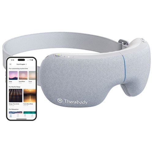 Therabody Smart Goggles | Biometric Heated Eye Mask & Facial Massager - Grey