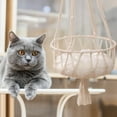 thumbnail image 4 of Cat Bed Hammock | Window Perch Swing Seat for Large Cats | Indoor Outdoor Hanging Basket with Sturdy Cotton Rope | Space Saving Wall Shelf | 15x15x14in | Beige | Holds Up to 11lb, 4 of 8