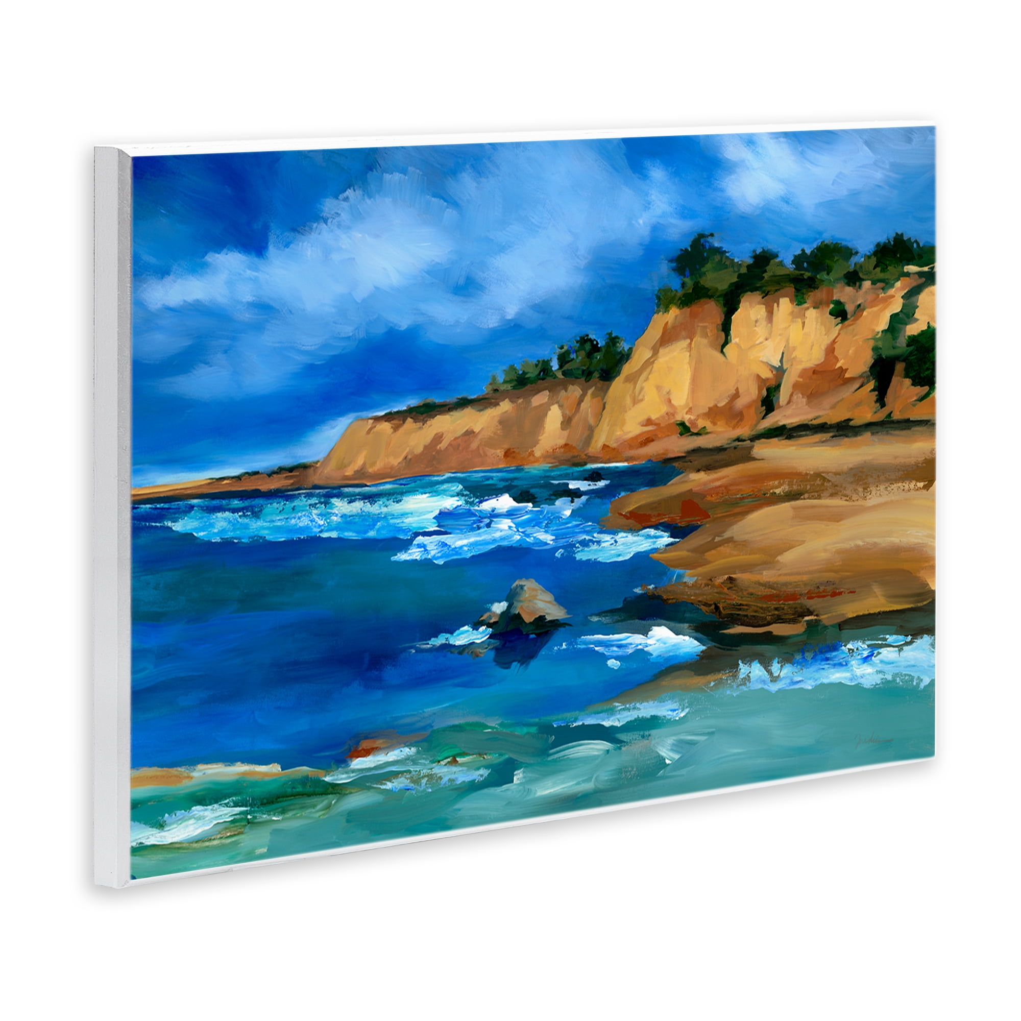 Stupell Industries Beachside Cliffs Landscape Landscape & Nature Painting Unframed Art Print Wall Art, 19 x 13