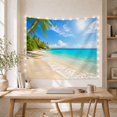 thumbnail image 5 of Tropical Shore with Palms and Turquoise Waves, Peaceful Coastal Art for Ocean Lovers, Island Escape Decor, New Home Gift, Tapestry Wall Hanging for Bedroom and Living Room, 5 of 7
