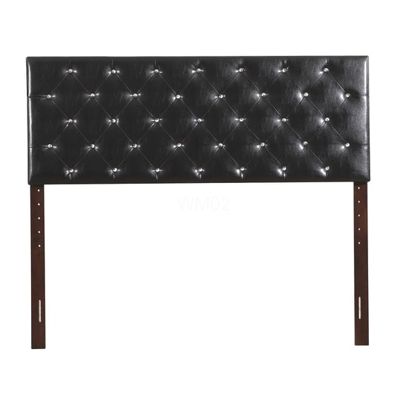 King Size Upholstered Bed Headboard with Adjustable Height, Button Tufted Faux Leather Panel for Bedroom, Black
