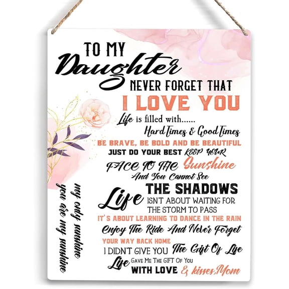 Daughter Gift from Mom Just Do Your Best Wooden Hanging Sign Daughter Gifts Christmas Thanksgiving Day Birthday Gifts for Daughter Living Room Bedroom Decorations 8x10 Inch