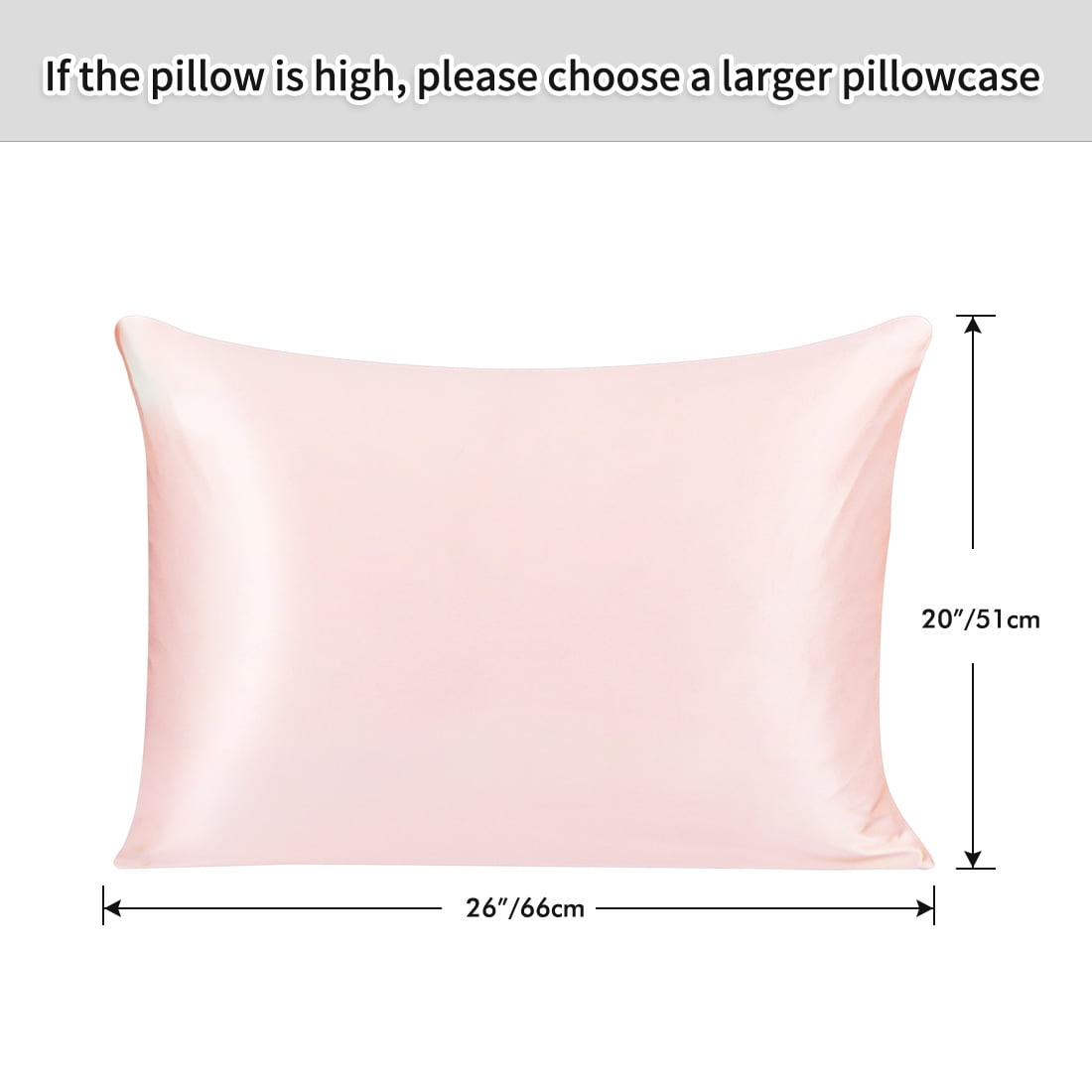 PiccoCasa Set of 2 Silk Pillowcases with Envelope Closure Standard Pink