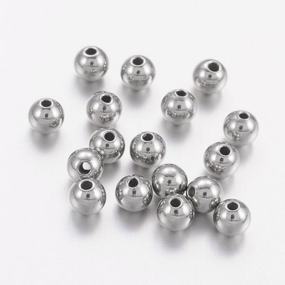 100 pc Non-Tarnish Stainless Steel Beads Solid Round Stainless Steel Color 4mm Hole: 1.2mm