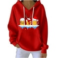 thumbnail image 2 of Yteetum Christmas Hoodies for Women Oversized Crewneck Christmas Print Long Sleeve Knit Pullover Drawstring Hooded Sweatshirts Top Womens Casual Loose Xmas Holiday Print Round Neck Hoodies Fall, 2 of 4