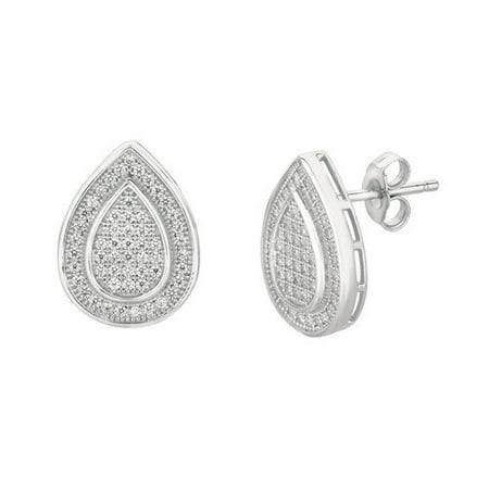 Silver on the Rocks Micro-Set Cubic Zirconium Teardrop Shape Stud Earring