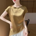 thumbnail image 2 of Bovxnpu Summer Short Sleeve T Shirts Pullover Top V Neck Satin Lace Elegant Spring Summer Tops (Women's or Women's Plus), 2 of 3