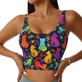 thumbnail image 3 of Goofa Colorful Cats Printed Sports Bras for Women, High Impact Running Bra Workout Crop Tank Tops Longline Sports Bra Push up-X-Large, 3 of 9