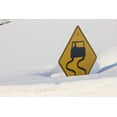 thumbnail image 2 of Grall, Don 24x17 Black Ornate Wood Framed with Double Matting Museum Art Print Titled - Colorado A slippery when wet sign buried in snow, 2 of 4
