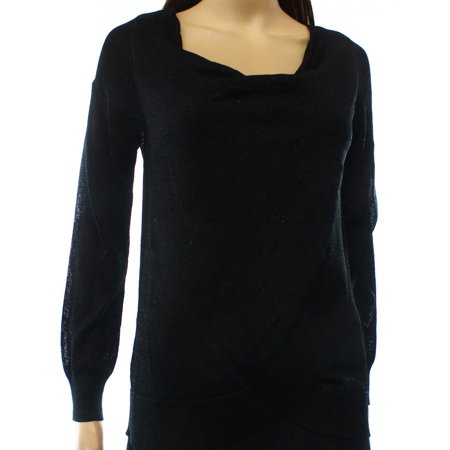 Inc Inc New Deep Black Womens Size Xl Metallic Draped Cowl Neck