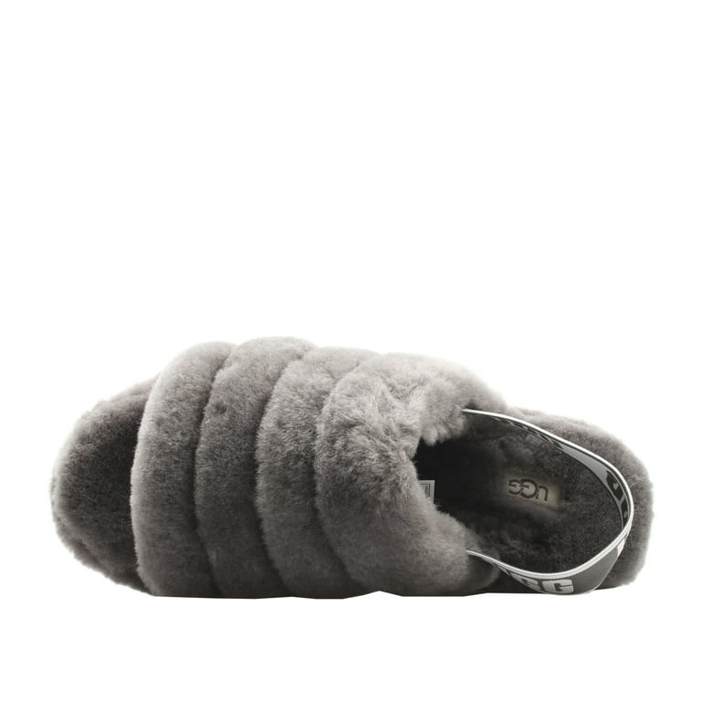 UGG Women's Fluff Yeah Slide Slipper, Charcoal, Sheepskin Upper