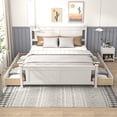 thumbnail image 3 of Zimtown Queen Bed Frame,Solid Pine Wood Platform Bed Frame with 4 Drawers, Bedroom Bed with Headboard, White, 3 of 9