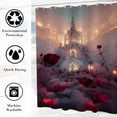 thumbnail image 4 of Fantastic Blooming Rose Floral Castle Shower Curtain Romantic Flower Fairyland Theme Fabric Shower Curtain Bathroom Decor Sets with Grommets and Hooks 72 x 72 Inch Red Gray, 4 of 6
