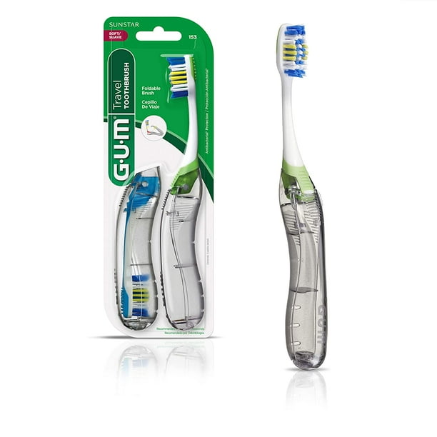 Sunstar Gum Folding Travel Toothbrush, Soft, Assorted, 2 Ea Walmart