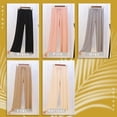 thumbnail image 4 of BlackXLMujeres Ice Silks Pantalones de pierna ancha Sueltos Cintura elástica Casual Verano Pantalones largos, 4 of 5
