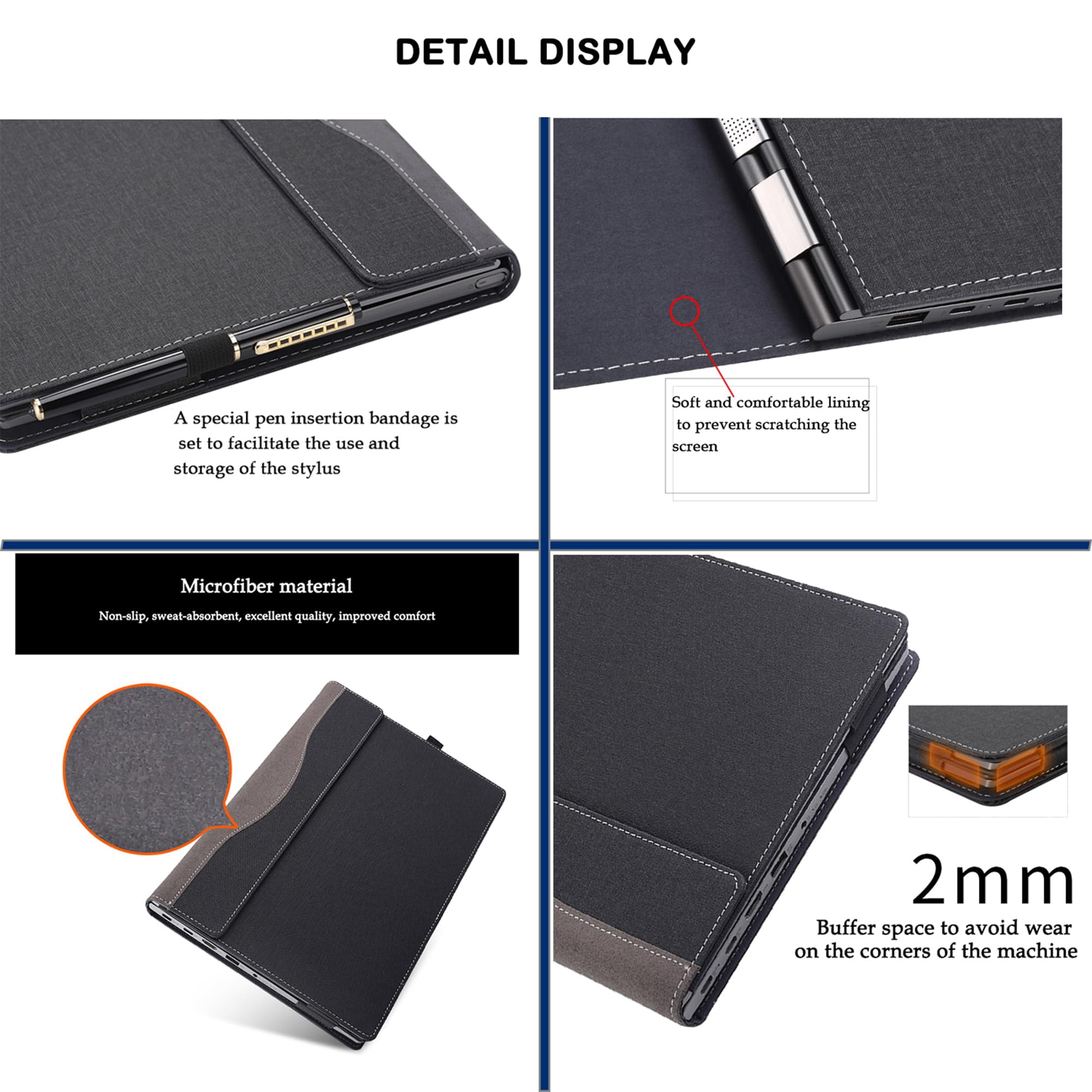 Laptop Cover Case for 16 inch Lenovo Yoga 7 2-in-1 16AHP9 /16IML9 & Yoga 7 16'' Series & Yoga Slim 7 Pro 16ACH6 16ARH7 16IAH7,PU Leather Protective Shell Detachable Laptop Bag Accessory (Dark Blue)