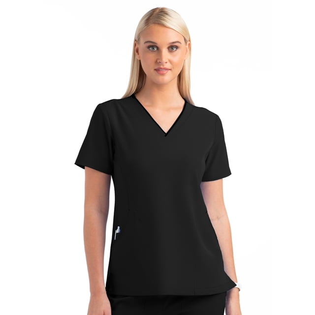 Meavn Matrix Impulse Women's Contrast Curved V-Neck Scrub Top (Free Shipping)