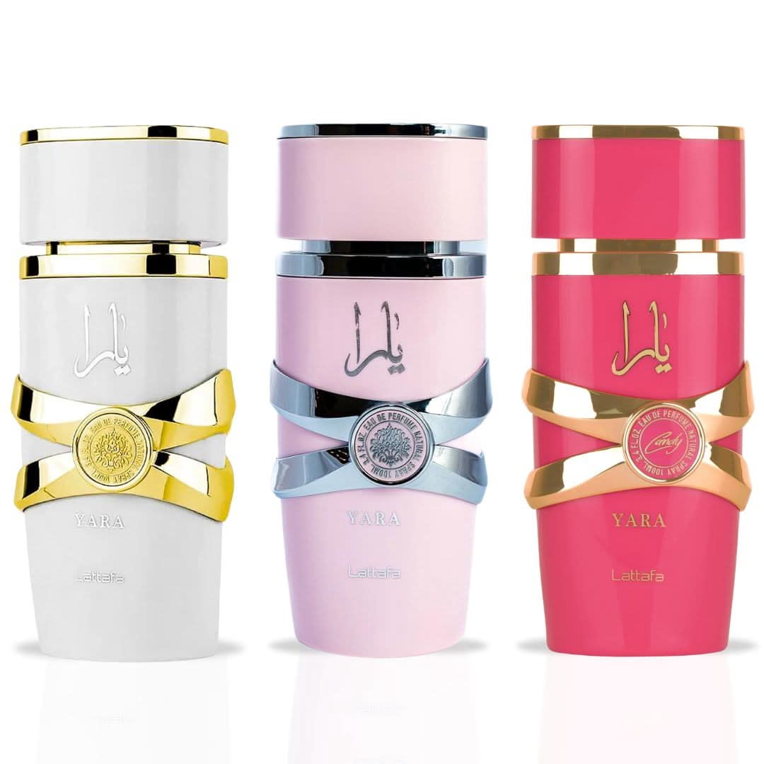 Yara, Yara Candy & Yara Moi Eau de Parfum Sprays 100ml (3.4 oz) by Lattafa (Bundle)