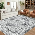 thumbnail image 5 of Aoile 8' x 10' Washable Area Rug | Soft Retro Distressed Rug | Bedroom Rug | Boho Vintage | Non Slip | Low Pile | Gray, 5 of 10