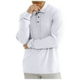 thumbnail image 2 of Camisa lisa de hombre con solapa y botones: manga larga a rayas, poliéster, estilo informal/de negocios, tallas S-XXXL, lavable a máquina, 2 of 7