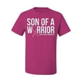 thumbnail image 2 of Wild Bobby Son of A Warrior Breast Cancer Ribbon Breast Cancer Awareness Men Tee, Fuschia, Medium, 2 of 6