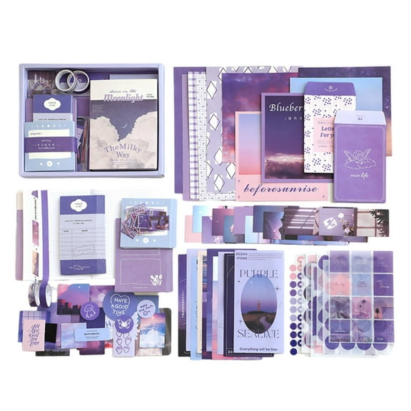 CCOCC Junk Journal Supplies Multiple Pages Journal Kit Compact Size Scrapbooking Supplies Kit Versatile Use Purple