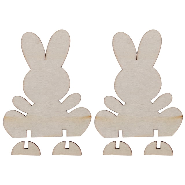 Recortes de conejo de madera 90 Uds Bling Bling artesanía sin terminar decoración del hogar 3D
