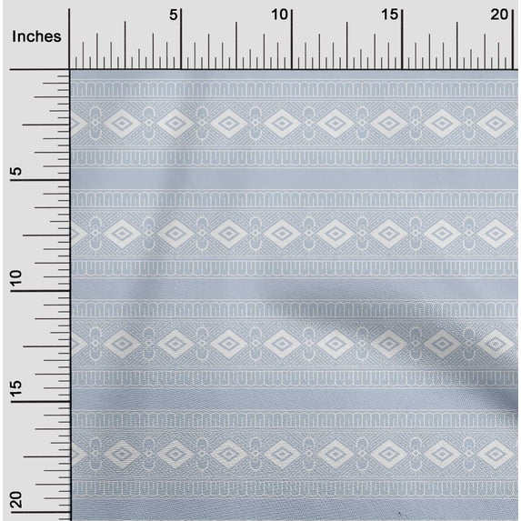 oneOone Georgette Viscose Fabric Geometric Block Printed Fabric 1 Yard 42 Inch Wide