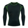 thumbnail image 1 of RXIRUCGD Men's Solid Color Exercise Close-fitting High Resilience Long Round Neck Pullover T Shirt Blouse, Green, Size: 3XL, 1 of 3