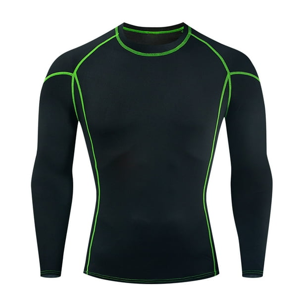 Blusas y camisas de manga larga con cuello redondo para hombre, de color liso, ajustadas, de alta resistencia, con cuello redondo, blusas de licra para hombre