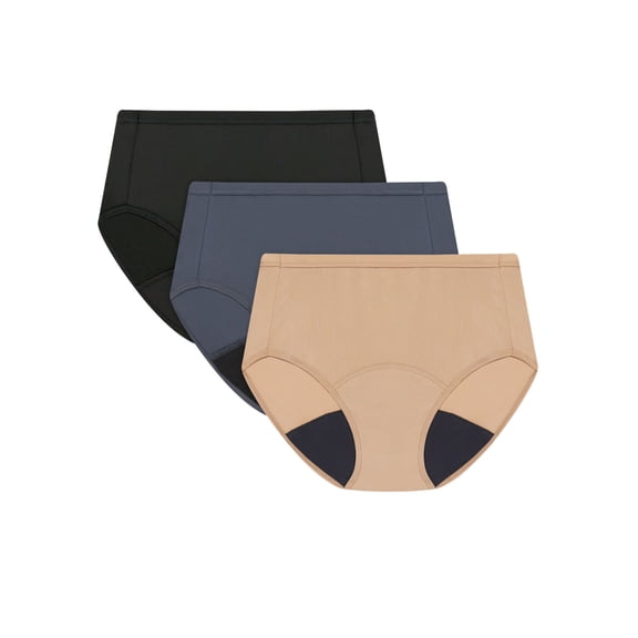 Hanes Womens Underwear Brief, 3-Pack, Comfort Period Light Bladder Leaks Brief LB40AS