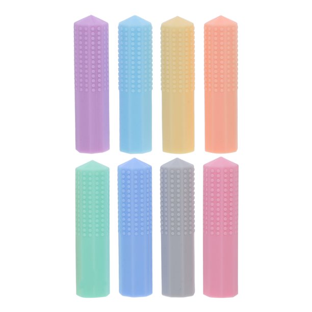 8 adornos masticables para lápices, colgantes de silicona, tubos masticables para niños y estudiantes, herramientas de estimulación sensorial y concentración para el aula.
