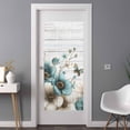 thumbnail image 2 of Teal Tulip Butterfly Window Privacy Film, Beige Turquoise Floral Grey Wooden Static Cling UV Sun Blocking Heat Control Window Tint Day and Night, Non-Adhesive One Way Privacy Cover 35.4''x78.7'', 2 of 7