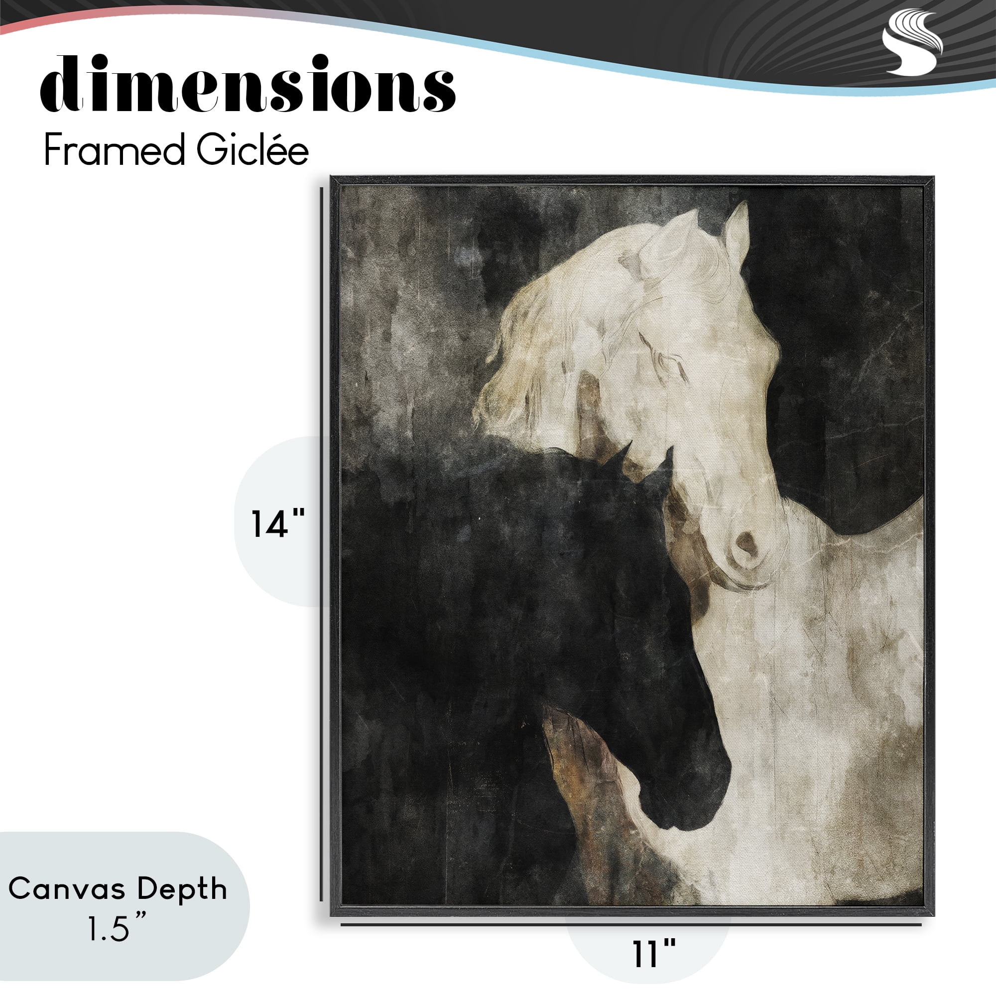 Stupell Industries Dual Spirit Horses Black Framed Giclee Art, design by Svetlana Aleynikova