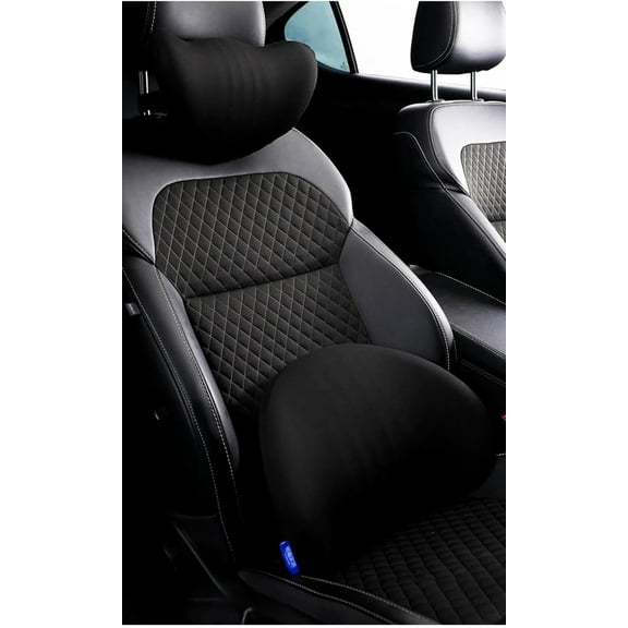 car headrest & lumbar support cushion,Car Neck Lumbar Support Pillow Cushion Set Memory Foam for Low Back Pain Relief Ergonomic Car Seat Headrest Back Pillow,lumbar support pillow for car