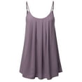 thumbnail image 1 of A2Y Women's Relaxed Fit Wool Dobby Woven Double Layer Spaghetti Cami Pleated Top Lilac Grey XL, 1 of 6