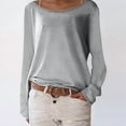 thumbnail image 3 of Women'S Long Sleeve Boat Neck Off Shoulder Blouse Tops Grey L, 3 of 5