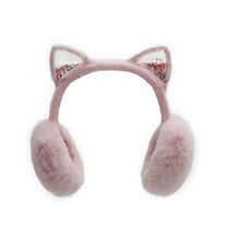 TELOLY Ear Muff,Cute Cat Ear Design Earmuffs,Fleece-Lined for Warmth Kids Winter Earmuffs,Pink