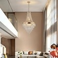 thumbnail image 4 of 20" Modern Tiered Crystal Chandelier with Gold Finish, 11-Light Elegant Pendant Ceiling Light Fixture for Dining Room, Living Room, or Entryway (Bulbs Not Included), 4 of 9