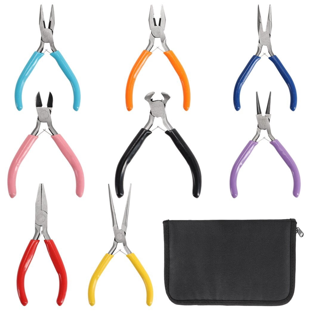8 PCS Jewelry Pliers, Jewelry Making Tools, Jewelry Pliers Tool Set with Storage Bag, Jewelry Pliers in Different Colors, Jewelry Making Kit for Jewelry Repair, Wire Wrapping, Crafts
