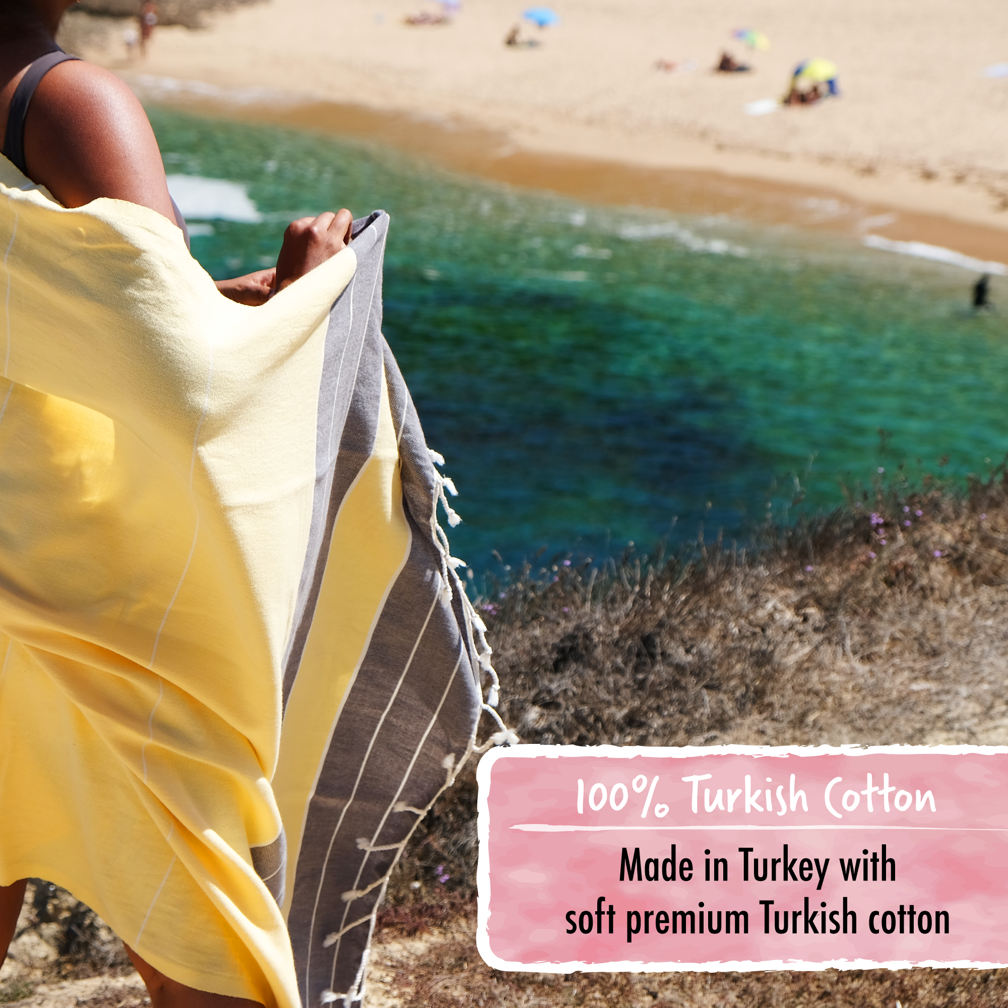 Elementi Turkish Beach Towel by SunSpun Linens (Aqua)