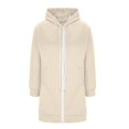 thumbnail image 3 of Women's Zip Up Hoodies Oversized Fleece Long Sweatshirts Casual Long Sleeve Hoodie Jacket Coat, 3 of 8