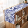 thumbnail image 6 of Polynesia Texture 70 Inch Table Runner, Vintage Traditional Tribe Floral Abstract Art Blue Farmhouse Dresser Scarf Cotton & Linen Tablerunner for Dining/Kitchen Island/Holiday Party Décor 13" x 70", 6 of 9