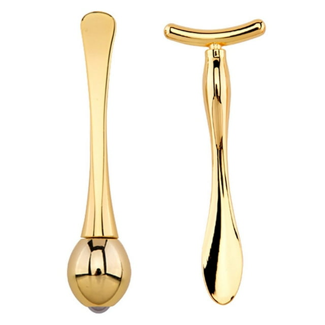 Boc 2Pcs Eye Massagers Improve Contours Safe Zinc Alloy T-shaped Facial Rollers for Gift